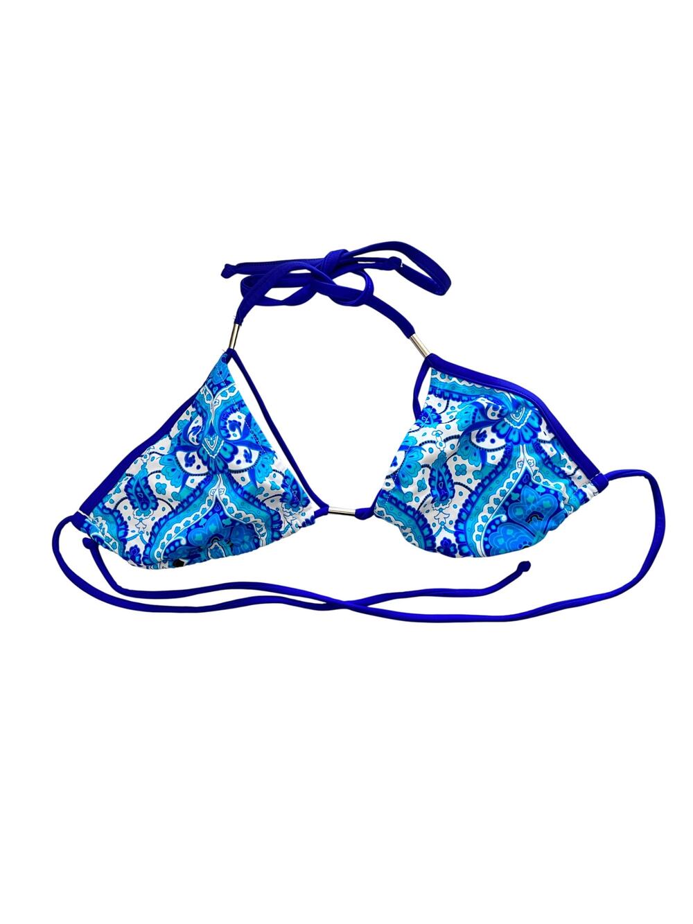 NWOT VENUS Bikini Top Vibrant Blue and White Paisley Size C